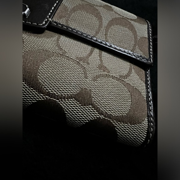 Coach Signature Trifold Checkbook Wallet - Picture 3 of 12